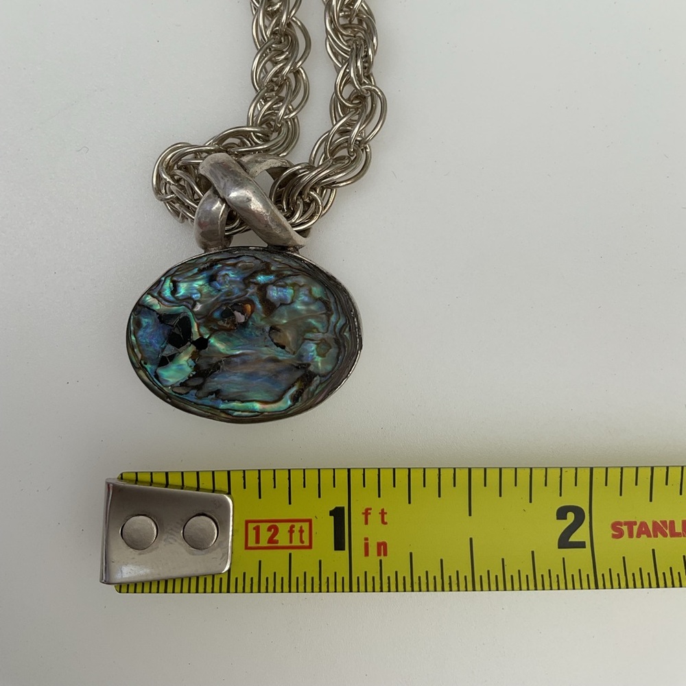 Sterling Silver Abalone Oval Pendant Necklace - Picture 5 of 8